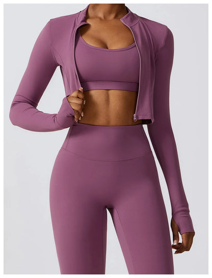 Essence Three Piece Jacket + Bra Leggings Set