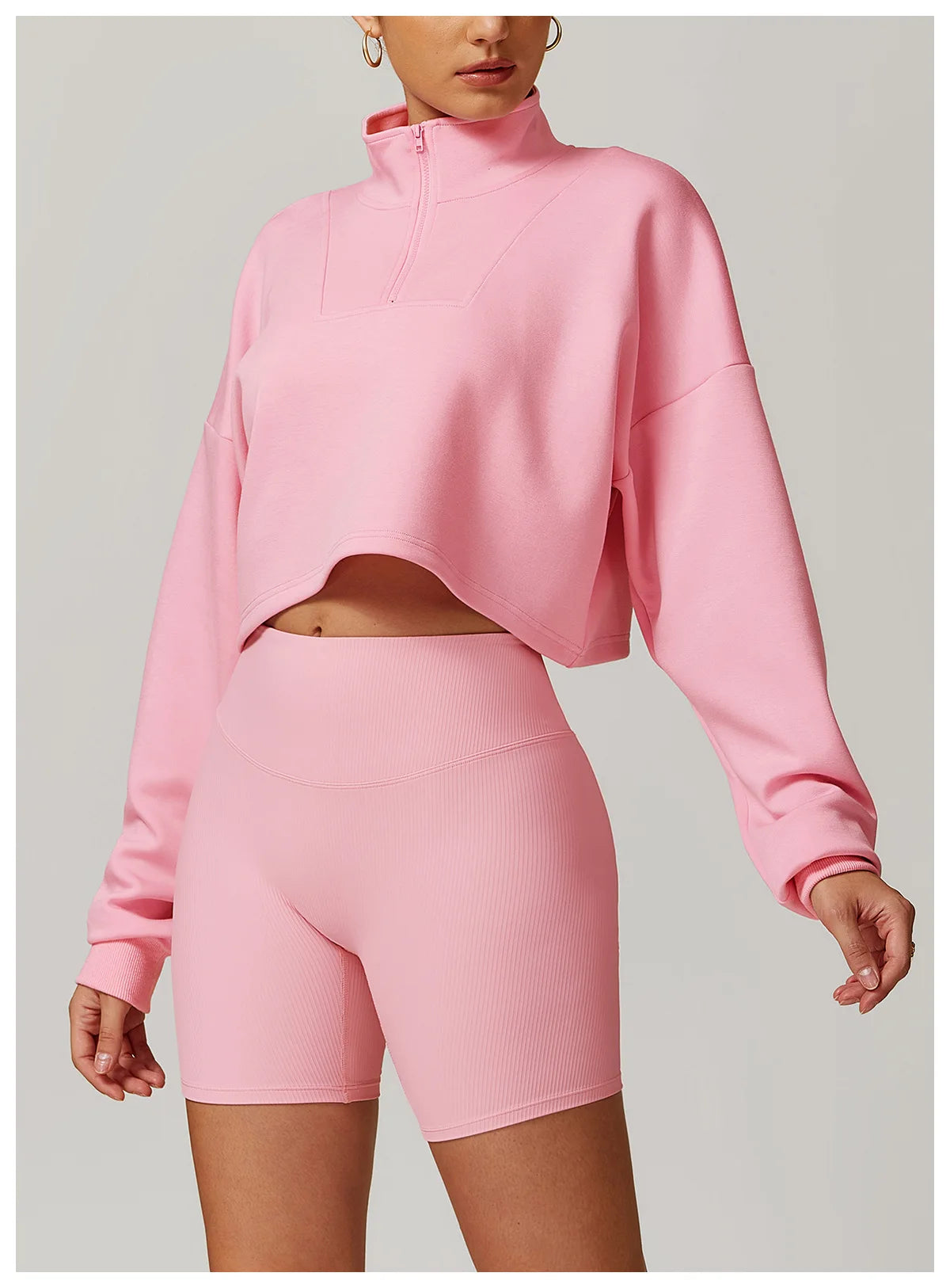 Coze Active Cropped Quarter Zip Sweatshirt