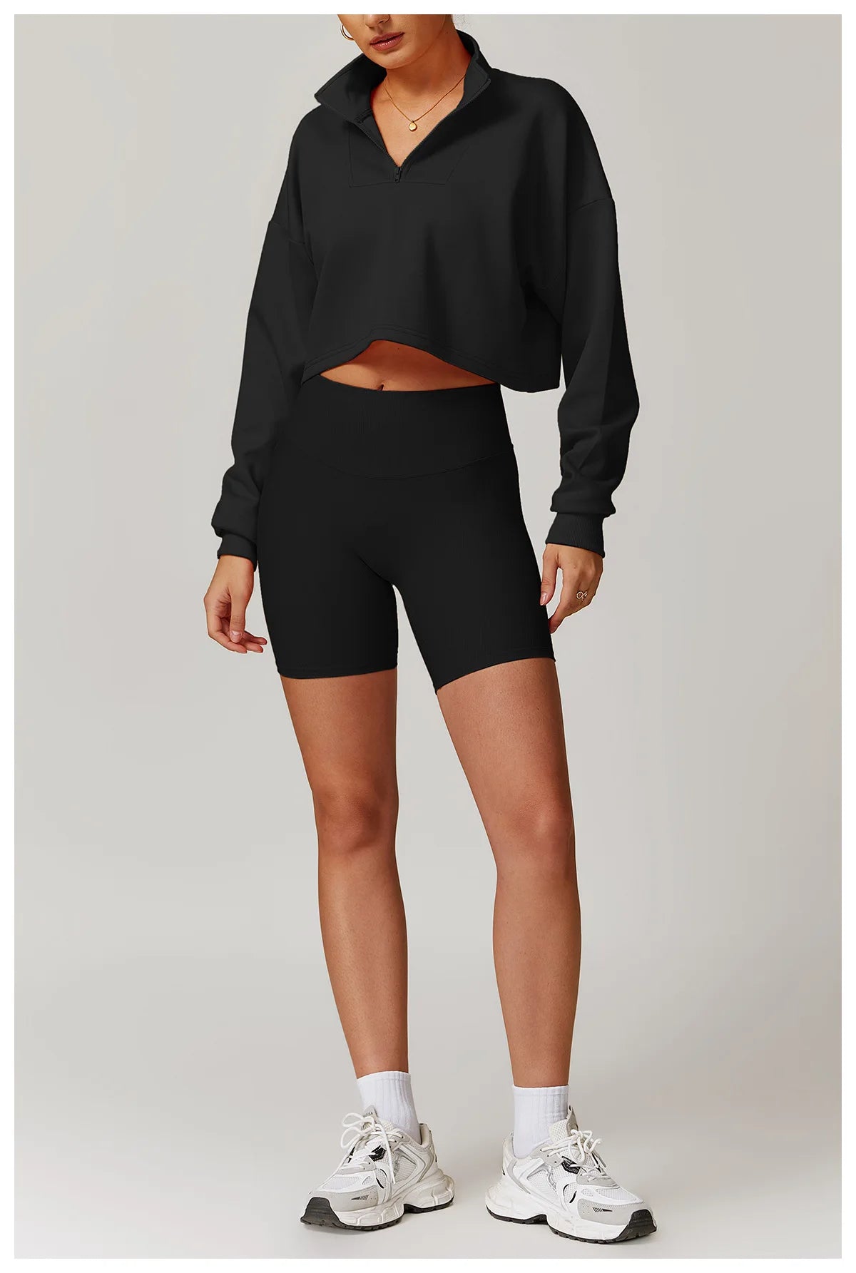 Coze Active Cropped Quarter Zip Sweatshirt