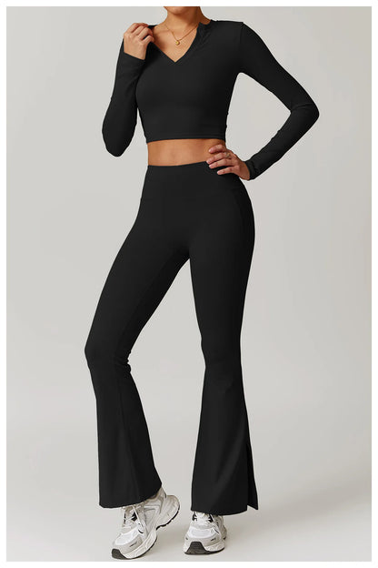 Flow Flared Leggings V-Neck Set