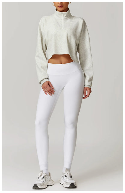 Coze Active Cropped Quarter Zip Sweatshirt