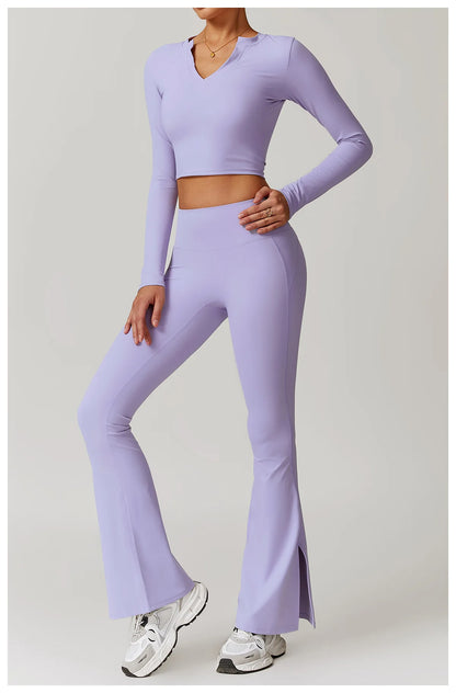 Flow Flared Leggings V-Neck Set