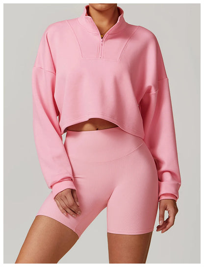 Coze Active Cropped Quarter Zip Sweatshirt