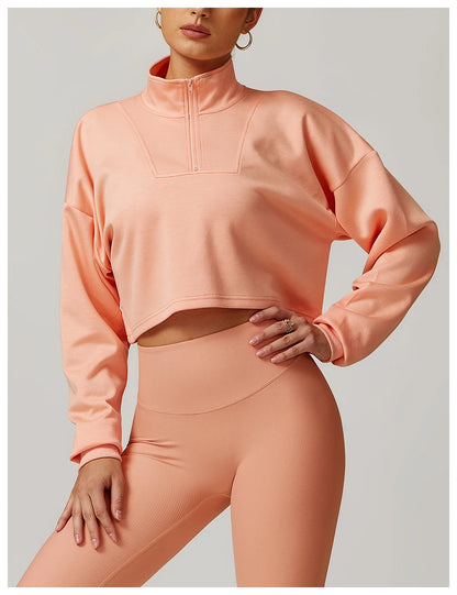 Coze Active Cropped Quarter Zip Sweatshirt