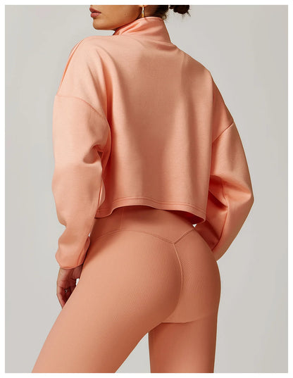 Coze Active Cropped Quarter Zip Sweatshirt