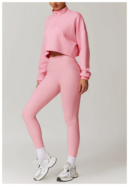 Coze Active Cropped Quarter Zip Sweatshirt