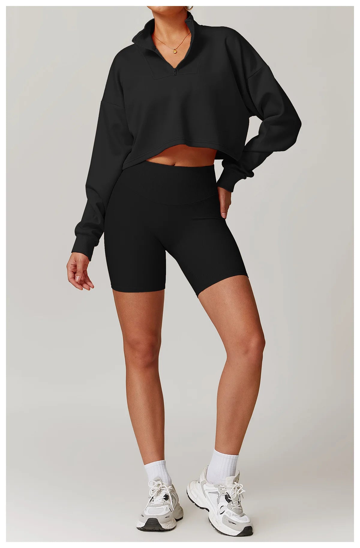 Coze Active Cropped Quarter Zip Sweatshirt