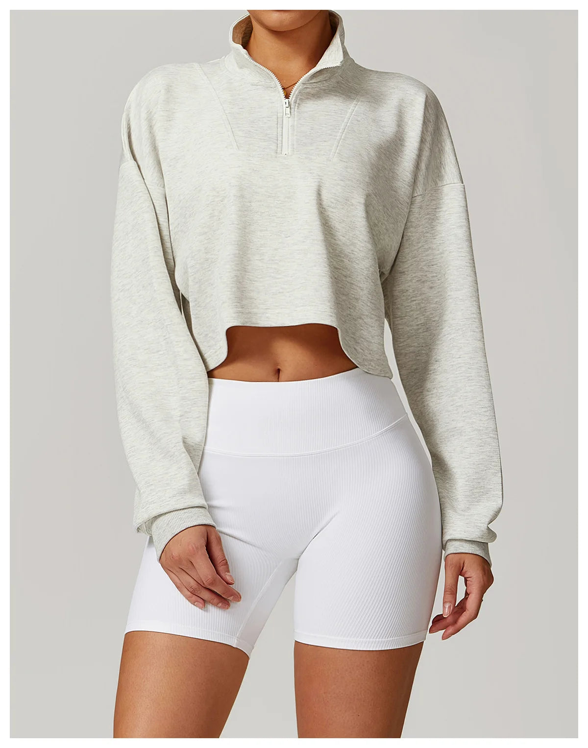 Coze Active Cropped Quarter Zip Sweatshirt