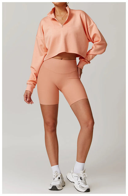 Coze Active Cropped Quarter Zip Sweatshirt